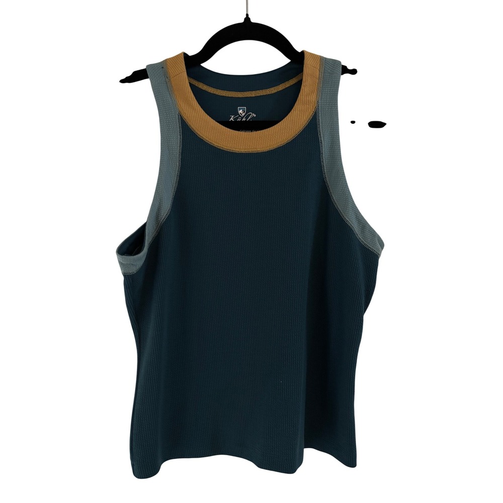 Kuhl Womens Ribbed Racerback Tank Top Teal Blue Tencel Blend RN 108846 Medium
